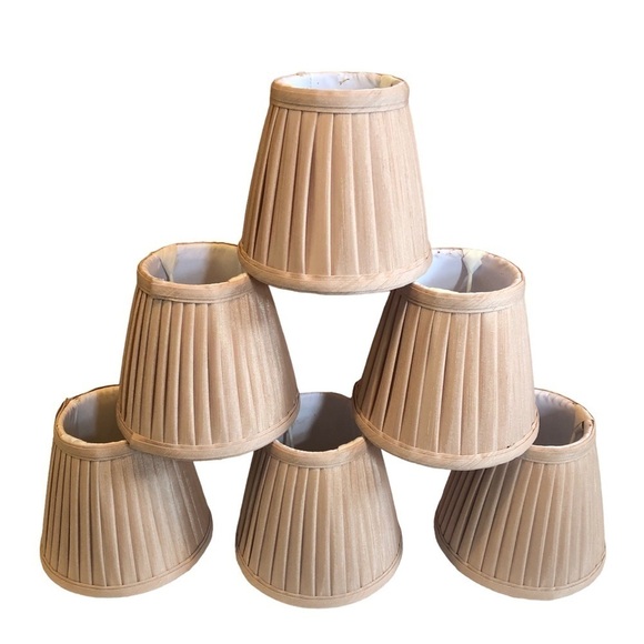 Beige faux Satin Lamp Shades/ 6 / in the set/ for chandelier/ any fixture 5x3x5 - Picture 1 of 8